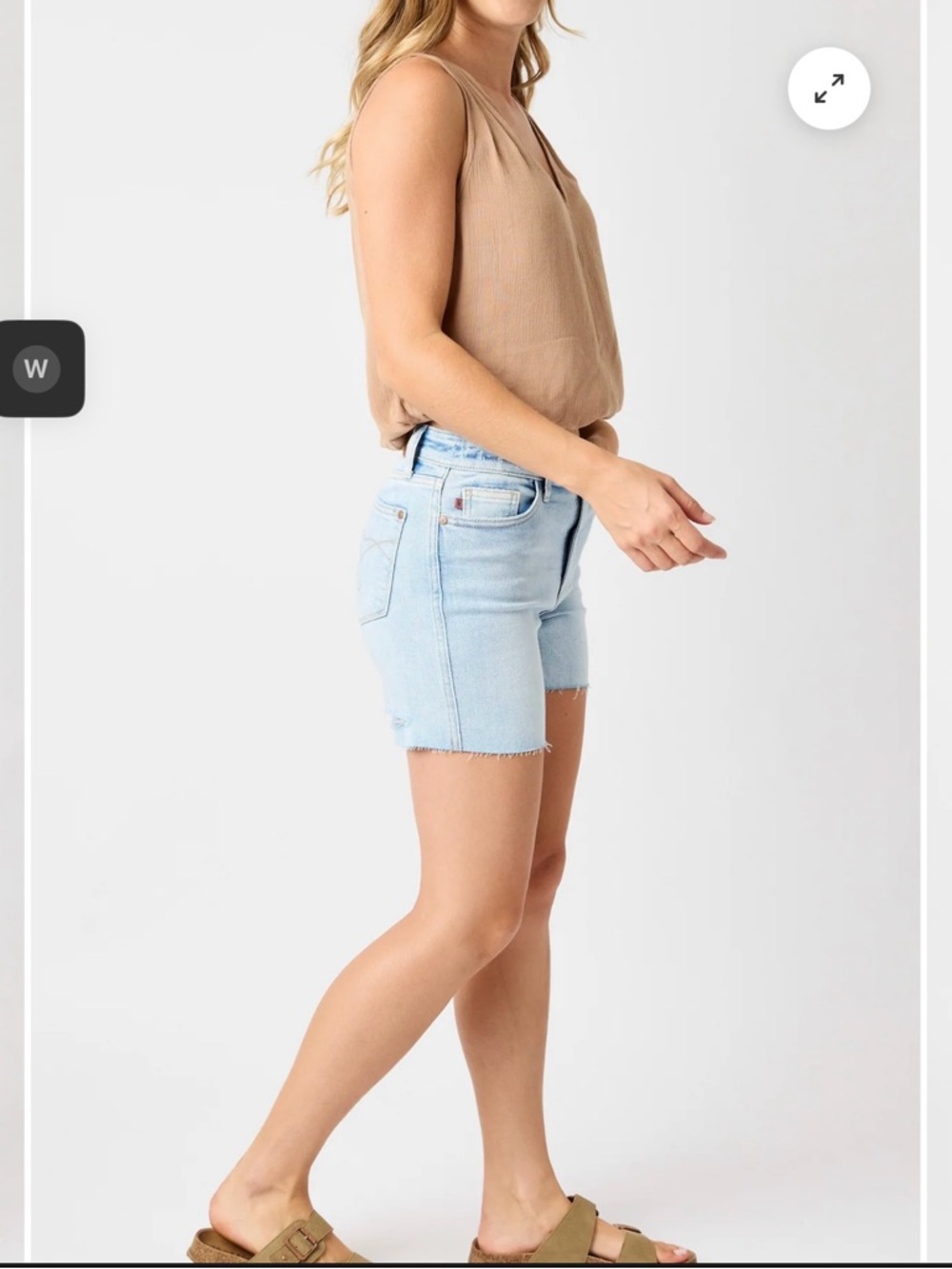 Judy Blue Light Wash High-Rise Denim Shorts with Raw Hem - Picture 3 of 5